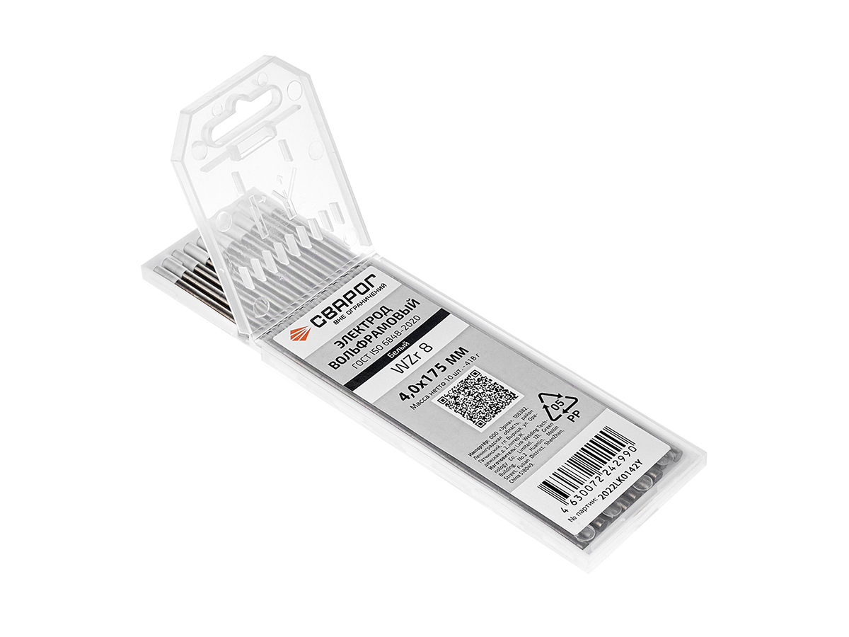 Вольфрамовые электроды WZr8 ф 4,0 мм, белый Сварог